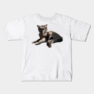 Grey Cat with Green Eyes Kids T-Shirt